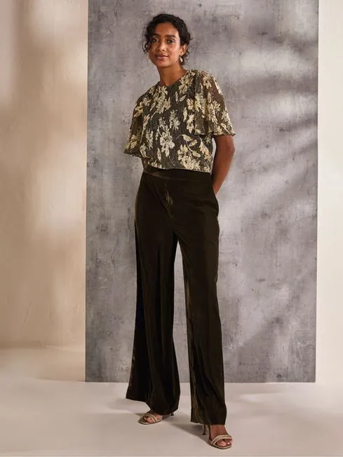 Women Fatface Pants and Leggings Ava Brown Velvet Trousers