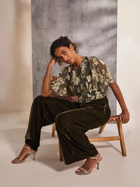 Women Fatface Pants and Leggings Ava Brown Velvet Trousers