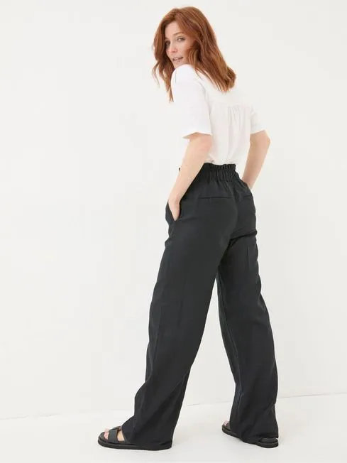 Women Fatface Pants and Leggings Iva Black Wide Leg Linen Trousers