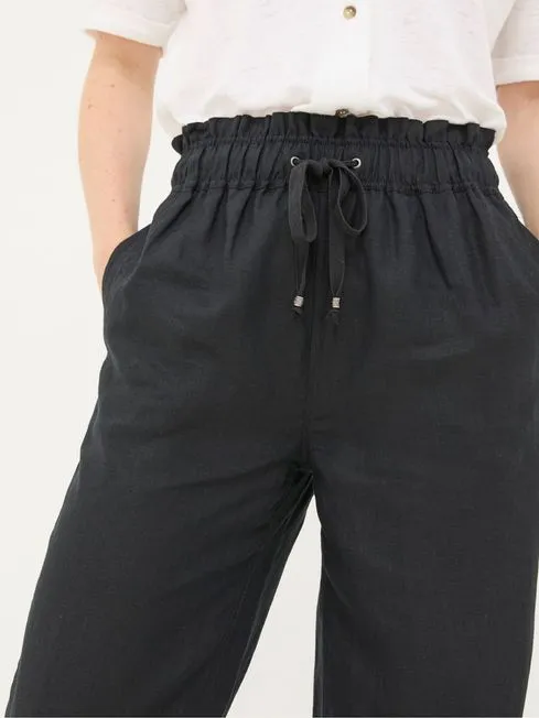 Women Fatface Pants and Leggings Iva Black Wide Leg Linen Trousers