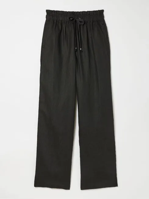 Women Fatface Pants and Leggings Iva Black Wide Leg Linen Trousers