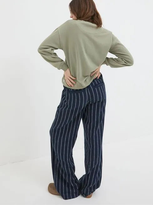 Women Fatface Pants and Leggings Iva Blue Stripe Linen Blend Trousers Women Fatface Pants and Leggings Iva Blue Stripe Linen Blend Trousers