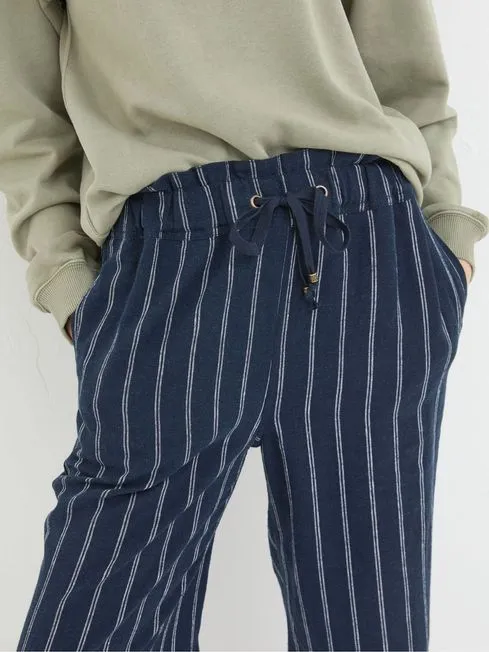Women Fatface Pants and Leggings Iva Blue Stripe Linen Blend Trousers Women Fatface Pants and Leggings Iva Blue Stripe Linen Blend Trousers