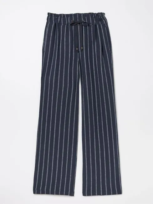 Women Fatface Pants and Leggings Iva Blue Stripe Linen Blend Trousers Women Fatface Pants and Leggings Iva Blue Stripe Linen Blend Trousers