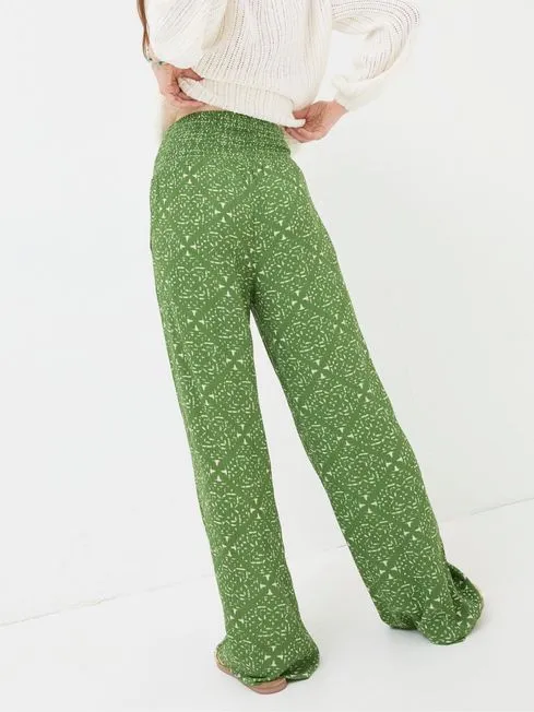 Women Fatface Pants and Leggings Leila Green Geo Marks Palazzo Trousers