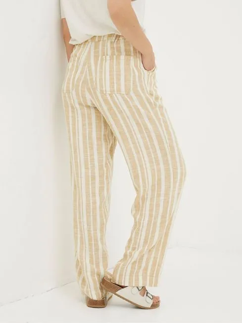 Women Fatface Pants and Leggings Pendeen Natural Linen Blend Stripe Trousers