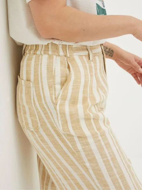 Women Fatface Pants and Leggings Pendeen Natural Linen Blend Stripe Trousers
