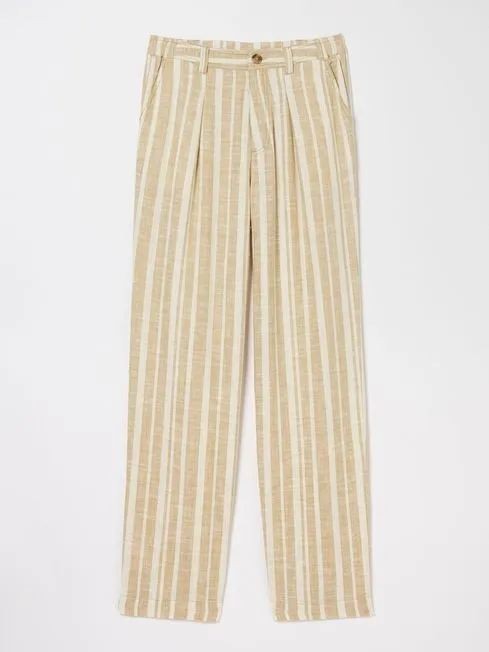 Women Fatface Pants and Leggings Pendeen Natural Linen Blend Stripe Trousers