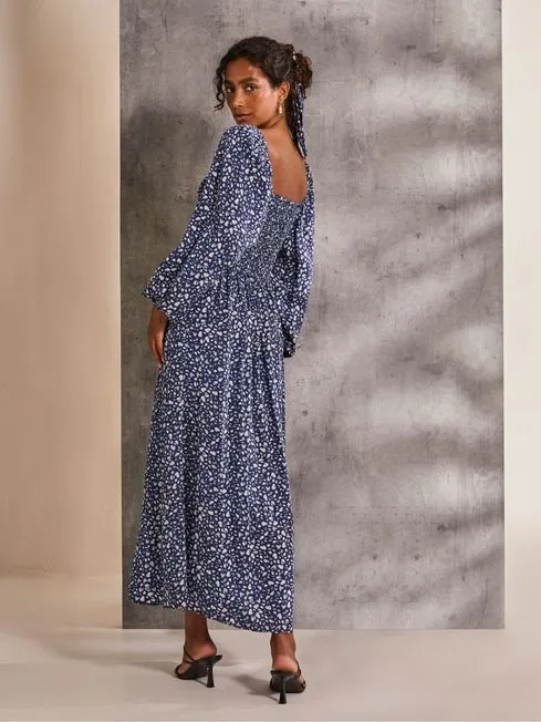 Women Fatface Printed Dresses Lola Blue Mark Maker Midi Dress