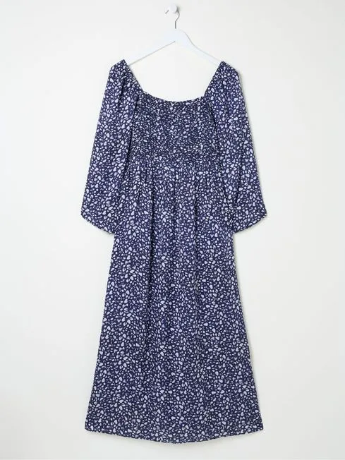 Women Fatface Printed Dresses Lola Blue Mark Maker Midi Dress