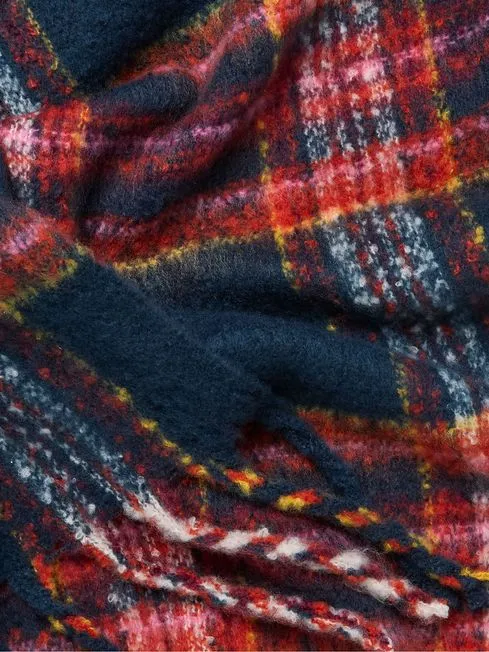 Women Fatface Scarves Winnie Navy Check Scarf Women Fatface Scarves Winnie Navy Check Scarf