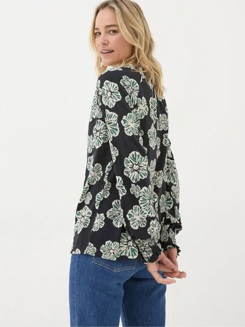 Women Fatface Shirts and Blouses Florence Black Spaced Floral Top