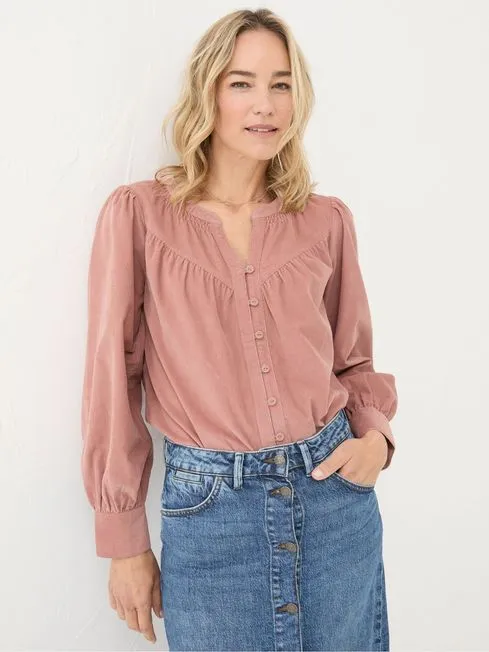Women Fatface Shirts and Blouses Mattie Pink Cord Blouse