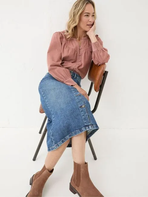 Women Fatface Shirts and Blouses Mattie Pink Cord Blouse