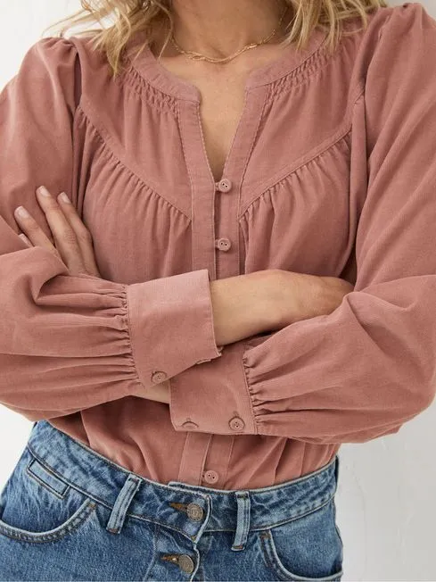 Women Fatface Shirts and Blouses Mattie Pink Cord Blouse
