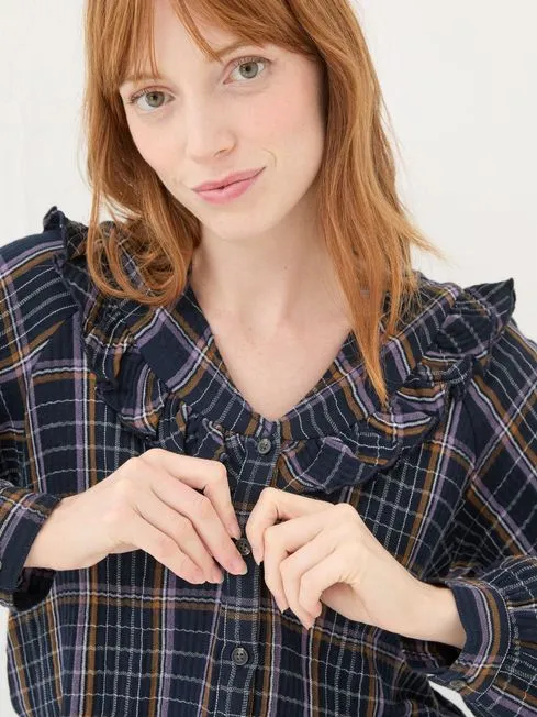 Women Fatface Shirts and Blouses Navy 100 Cotton Nina Ruffle Blouse Women Fatface Shirts and Blouses Navy 100 Cotton Nina Ruffle Blouse