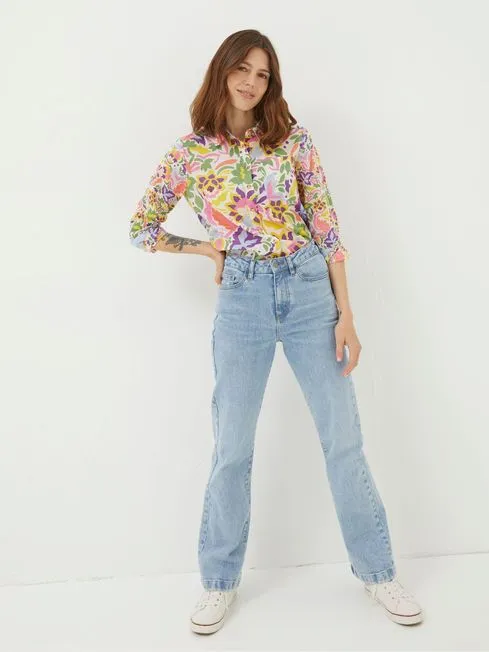 Women Fatface Shirts and Blouses Pink Art Floral Shirt