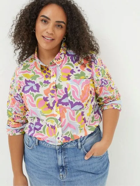 Women Fatface Shirts and Blouses Pink Art Floral Shirt Women Fatface Shirts and Blouses Pink Art Floral Shirt