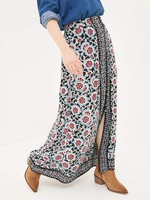 Women Fatface Skirts Arabella Black Wild Floral Midi Skirt Women Fatface Skirts Arabella Black Wild Floral Midi Skirt