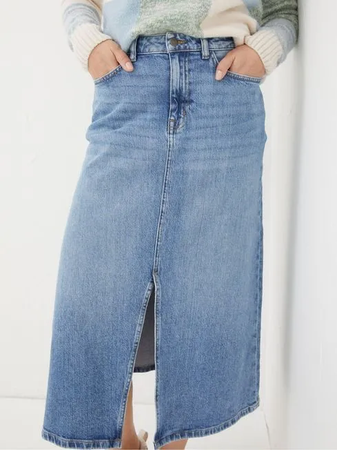 Women Fatface Skirts Carla Blue Denim Midi Skirt Women Fatface Skirts Carla Blue Denim Midi Skirt