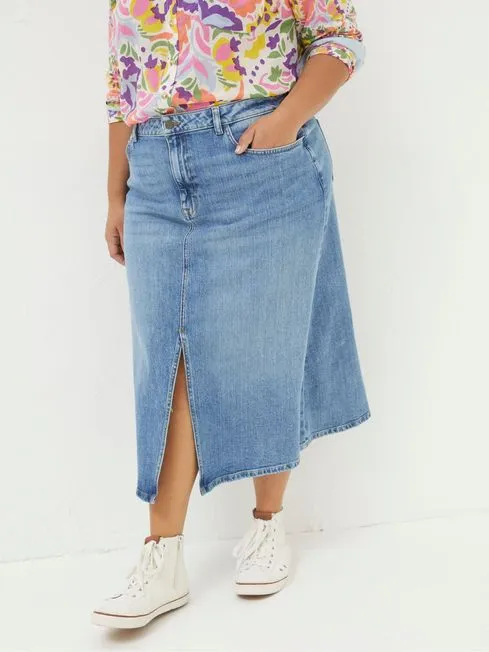Women Fatface Skirts Carla Blue Denim Midi Skirt Women Fatface Skirts Carla Blue Denim Midi Skirt