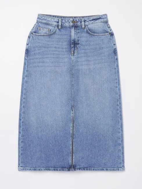 Women Fatface Skirts Carla Blue Denim Midi Skirt Women Fatface Skirts Carla Blue Denim Midi Skirt