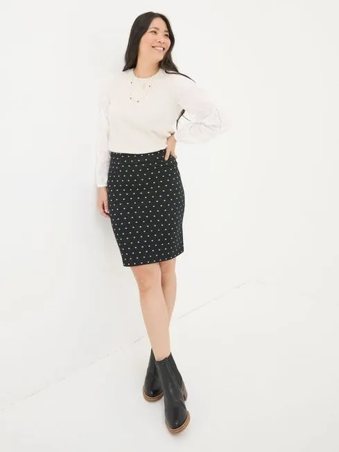 Women Fatface Skirts Jennie Black Metallic Spot Skirt