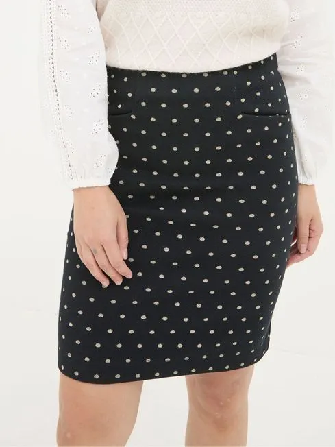 Women Fatface Skirts Jennie Black Metallic Spot Skirt