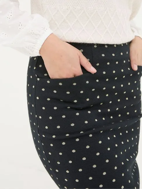 Women Fatface Skirts Jennie Black Metallic Spot Skirt