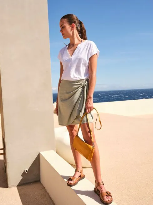Women Fatface Skirts Mia Green Linen Blend Skirt