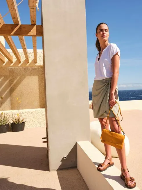 Women Fatface Skirts Mia Green Linen Blend Skirt