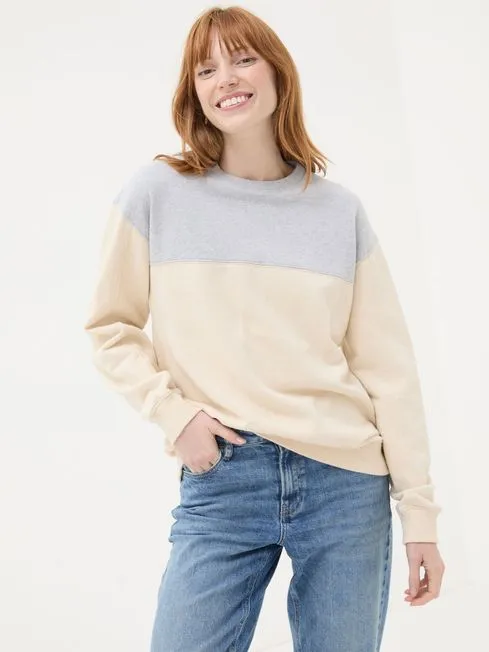 Women Fatface Sweatshirts and Hoodies Georgia Natural Colourblock Crew Neck Sweatshirt