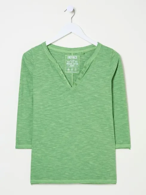 Women Fatface Tops and TShirts Aster Light Green 100 Organic Cotton 34 Sleeve TShirt Women Fatface Tops and TShirts Aster Light Green 100 Organic Cotton 34 Sleeve TShirt