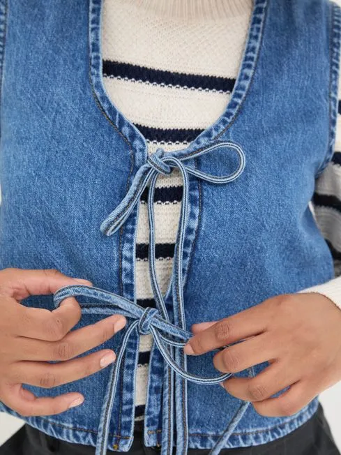 Women Fatface Tops and TShirts Blue Alba Denim Waistcoat Women Fatface Tops and TShirts Blue Alba Denim Waistcoat