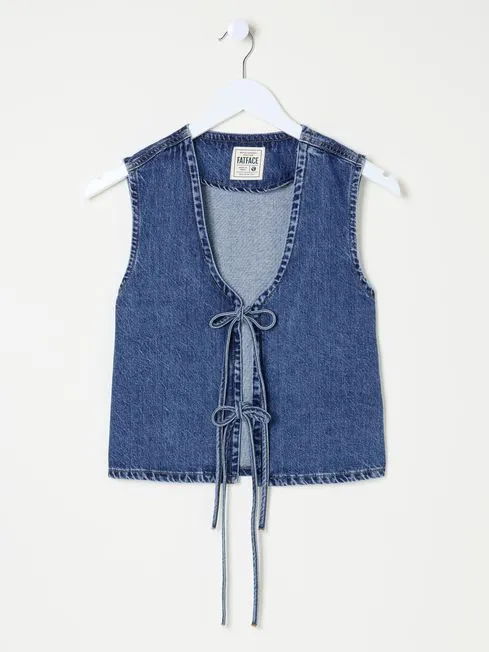 Women Fatface Tops and TShirts Blue Alba Denim Waistcoat Women Fatface Tops and TShirts Blue Alba Denim Waistcoat