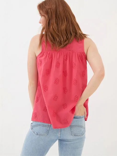Women Fatface Tops and TShirts Cassie Red Embroidered Cami Vest Women Fatface Tops and TShirts Cassie Red Embroidered Cami Vest