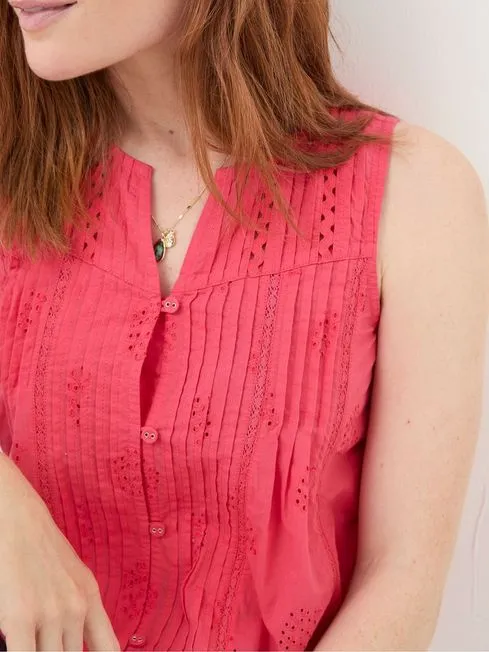 Women Fatface Tops and TShirts Cassie Red Embroidered Cami Vest Women Fatface Tops and TShirts Cassie Red Embroidered Cami Vest