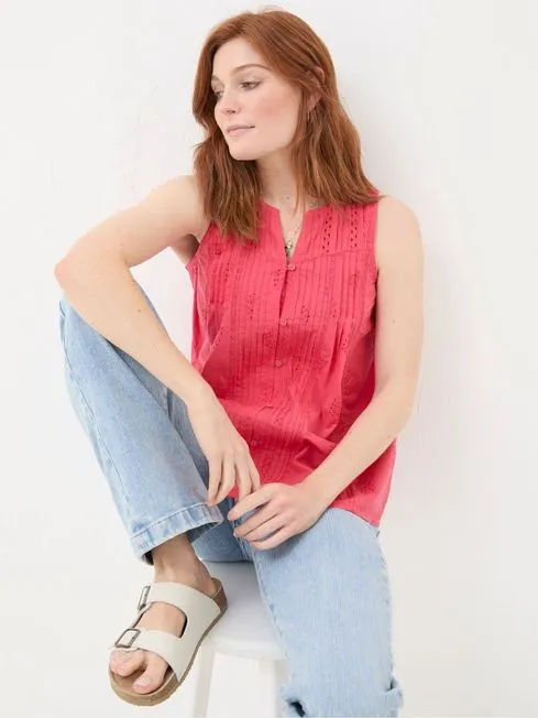 Women Fatface Tops and TShirts Cassie Red Embroidered Cami Vest Women Fatface Tops and TShirts Cassie Red Embroidered Cami Vest