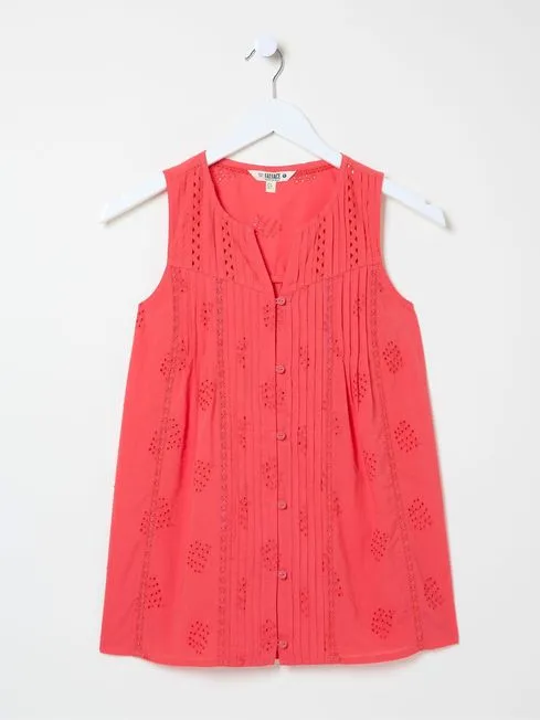 Women Fatface Tops and TShirts Cassie Red Embroidered Cami Vest Women Fatface Tops and TShirts Cassie Red Embroidered Cami Vest