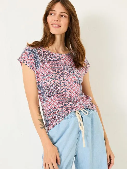 Women Fatface Tops and TShirts Ivory Geo Patch TShirt