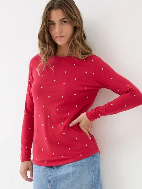 Women Fatface Tops and TShirts Red Bree Spot Top