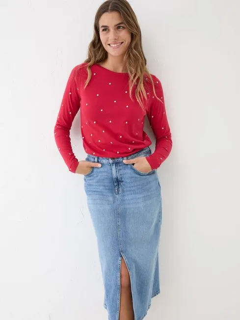 Women Fatface Tops and TShirts Red Bree Spot Top Women Fatface Tops and TShirts Red Bree Spot Top