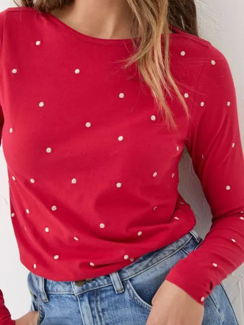 Women Fatface Tops and TShirts Red Bree Spot Top Women Fatface Tops and TShirts Red Bree Spot Top