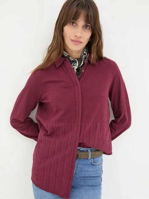 Women Fatface Tops and TShirts Sammy Burgundy Red Shirt Tunic