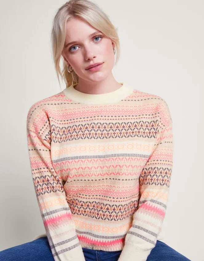 Women Fawn Fair Isle Jumper Pink Monsoon Casualwear