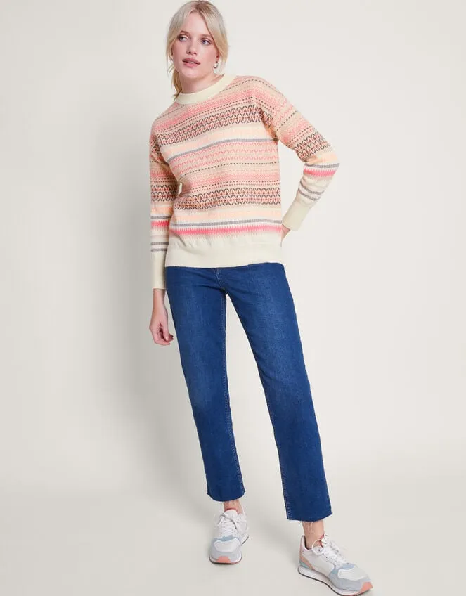 Women Fawn Fair Isle Jumper Pink Monsoon Casualwear