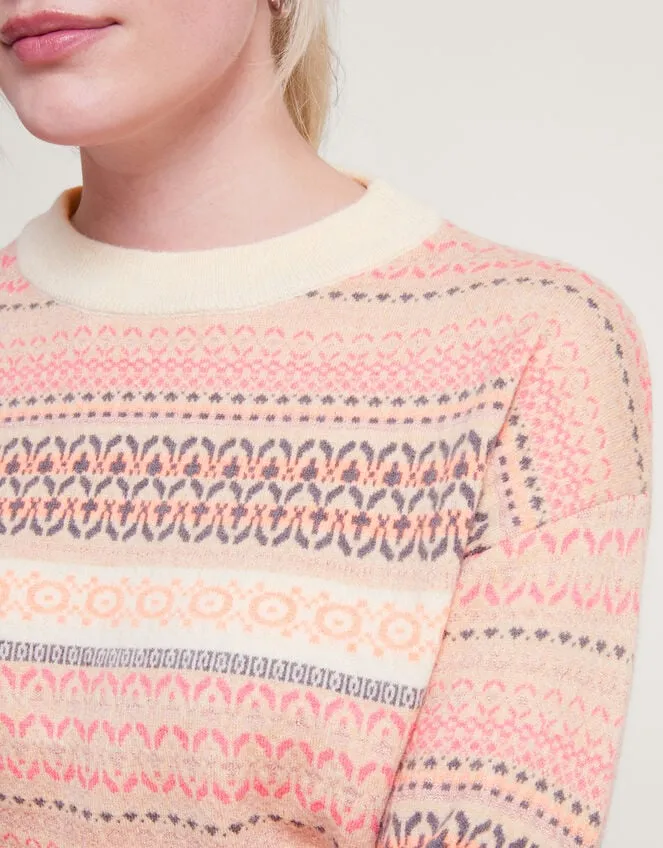 Women Fawn Fair Isle Jumper Pink Monsoon Casualwear