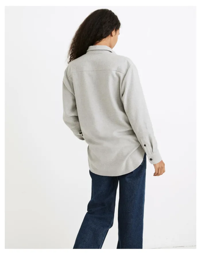 Women Flannel Flap Pocket Oversized Ex Boyfriend Shirt Melange Light Grey Madewell Tops and Shirts Women Flannel Flap Pocket Oversized Ex Boyfriend Shirt Melange Light Grey Madewell Tops and Shirts