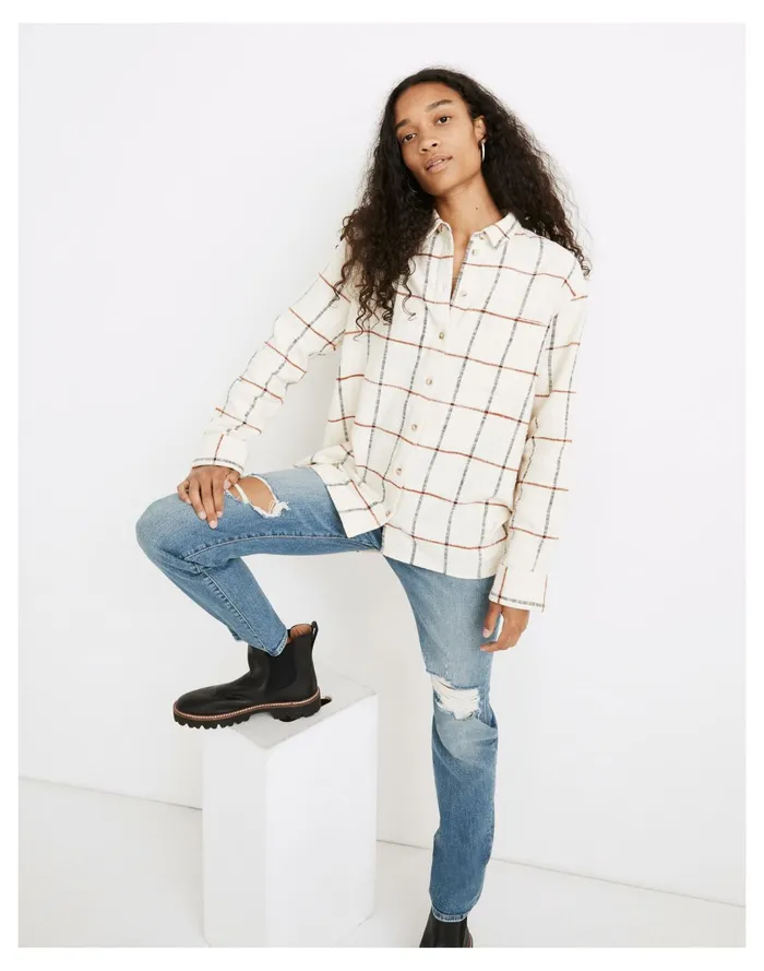 Women Flannel Oversized Ex Boyfriend Shirt In Windowpane Rusty Torch Madewell Tops and Shirts Women Flannel Oversized Ex Boyfriend Shirt In Windowpane Rusty Torch Madewell Tops and Shirts