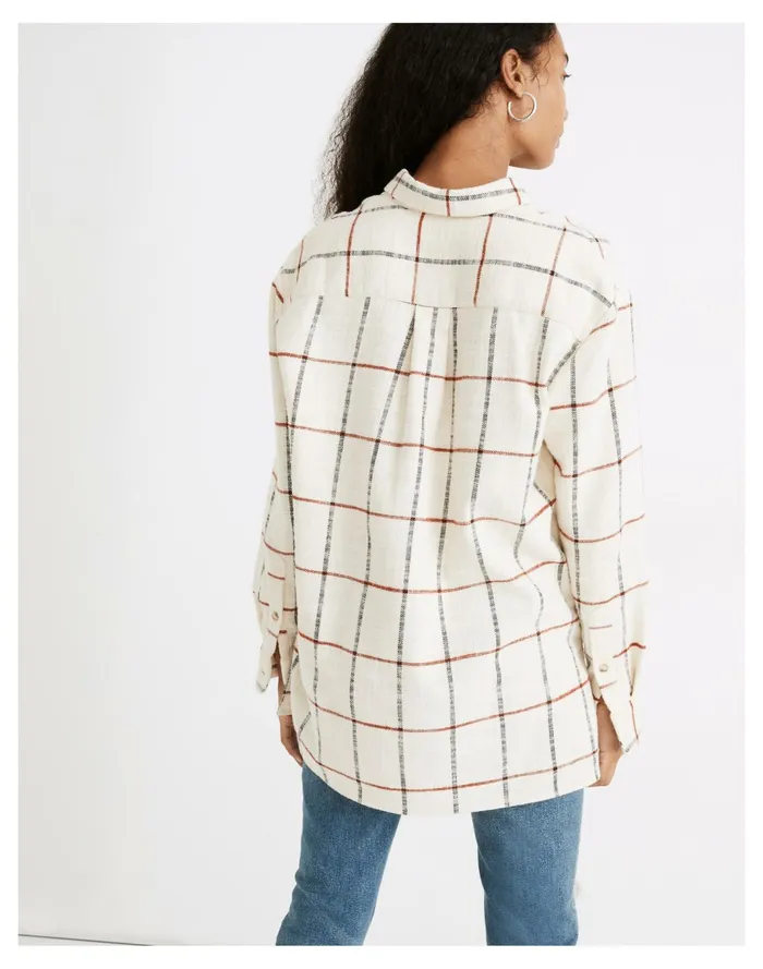 Women Flannel Oversized Ex Boyfriend Shirt In Windowpane Rusty Torch Madewell Tops and Shirts Women Flannel Oversized Ex Boyfriend Shirt In Windowpane Rusty Torch Madewell Tops and Shirts